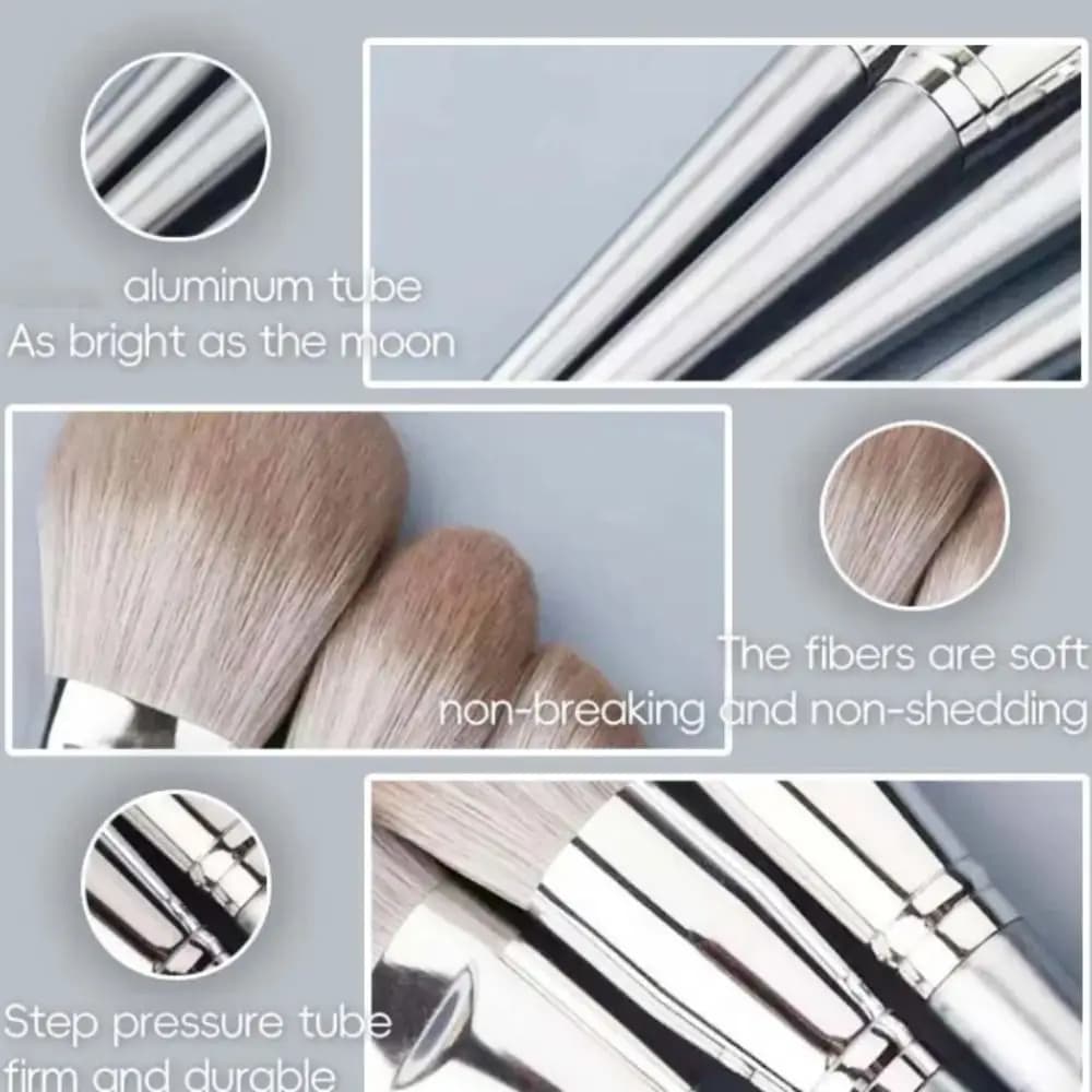 Set di 14 Pennelli da Trucco per Illuminante, Contouring, Ombretto Grigio, Sopracciglia e Blush Soffice - Bellezza e Trucco Professionale