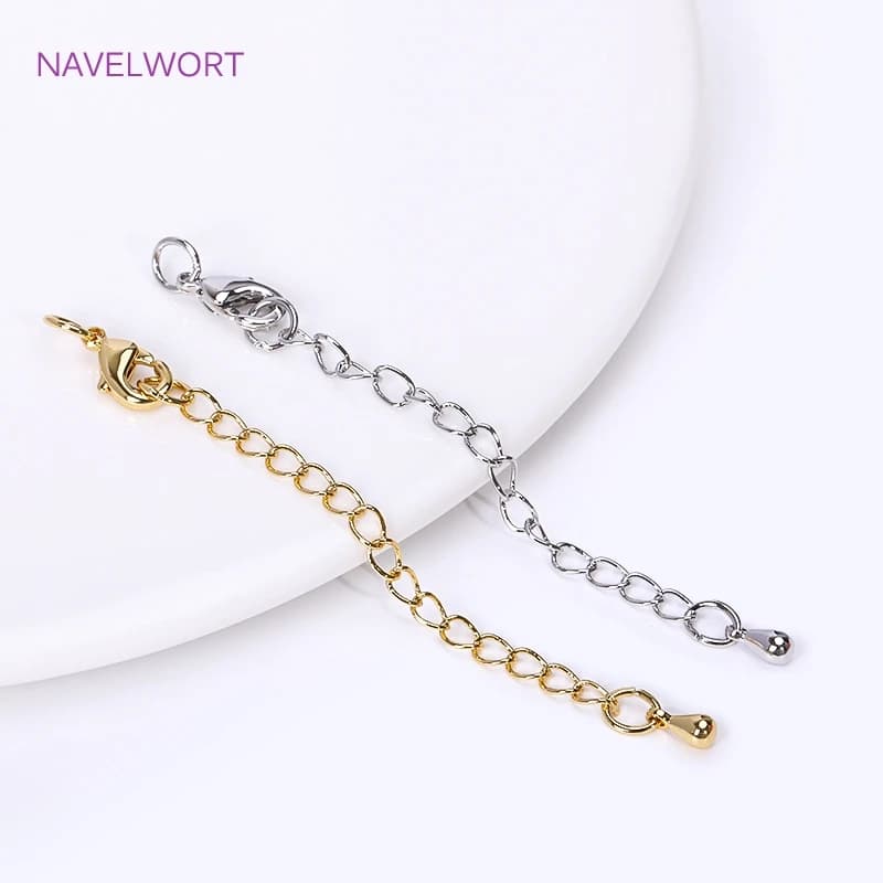 6.6cm 18K Gold Plated With Lobster Clasps Extension Tail Chain For Jewelry Making,DIY Bracelet Necklace Extender Chain Findings
