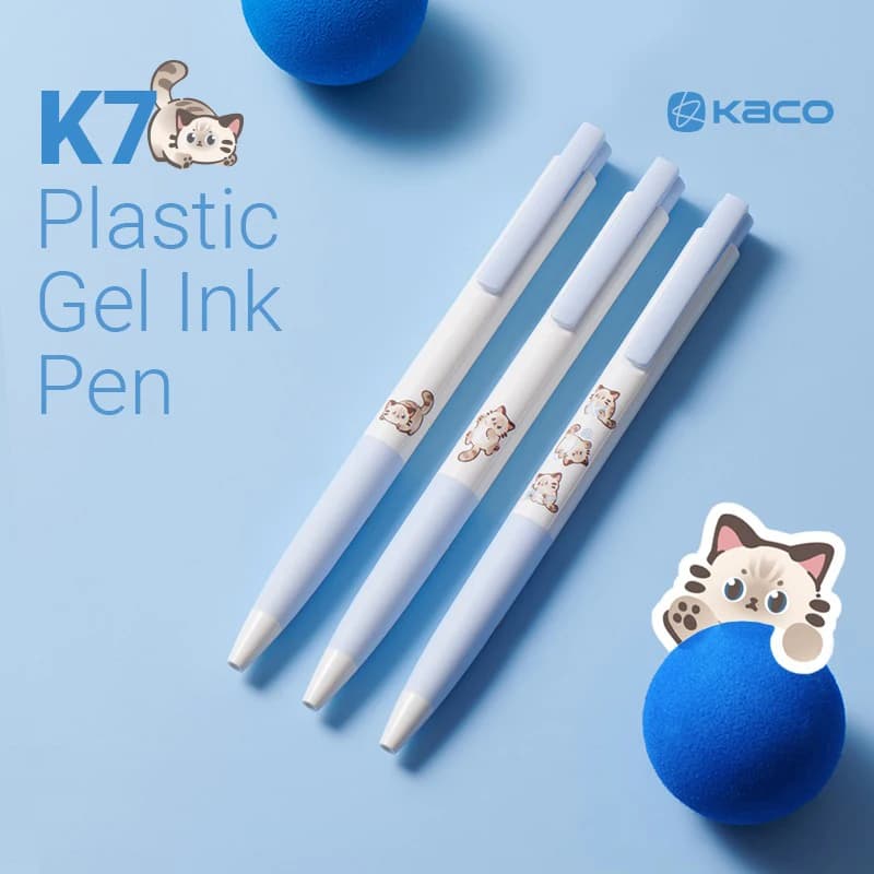 Kaco K7 Penne gel Kawaii Gatti carini Tipo di stampa Firma Canetas Domande di spazzolatura, Cancelleria con penna a inchiostro nero da 0,5 mm ad asciugatura rapida