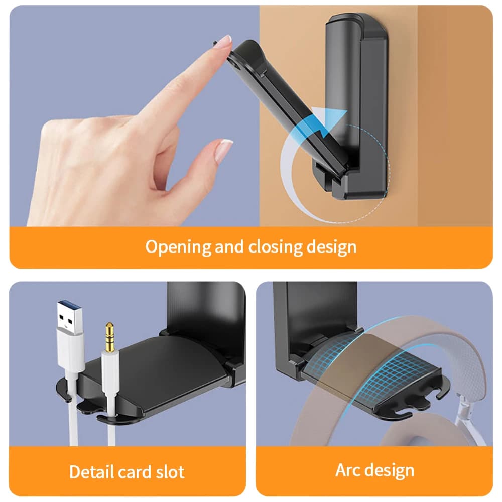 Support for folding headphone support for game headphone controller support for wall sticker strong under desk display with hook hook
