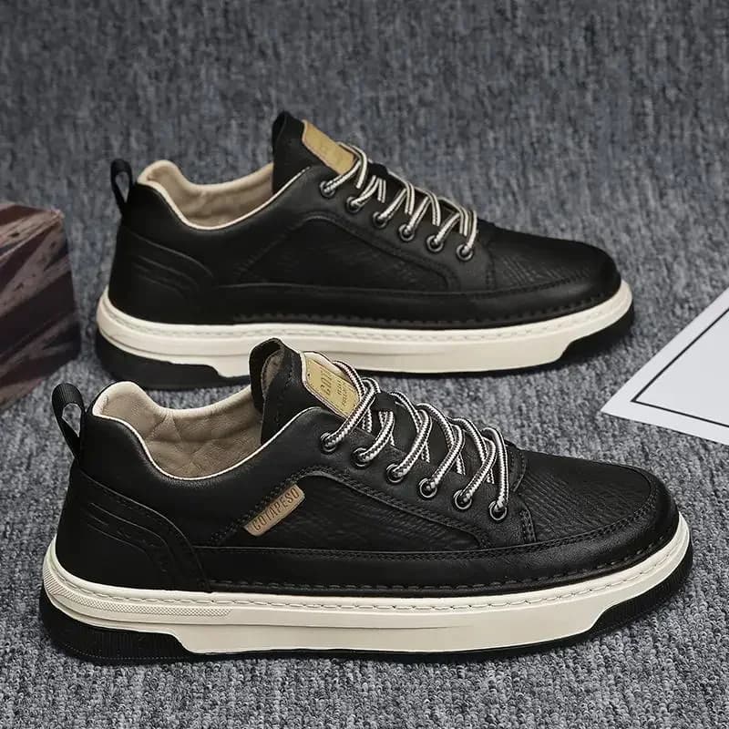 Moda Casual Scarpe in pelle per uomo 2025 Autunno Appartamenti Scarpe nere Marca Bianco Scarpe da ginnastica maschili Scarpe da lavoro da ufficio Zapatos Casuales