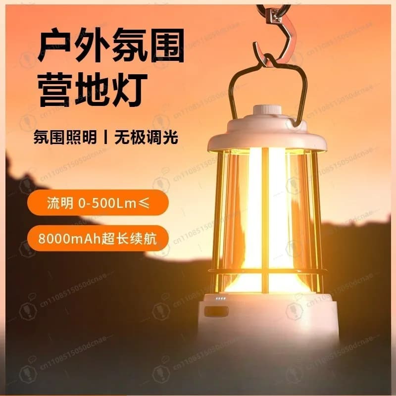 Nuova Lampada da Campeggio Vintage LED Ricaricabile, Lanterna Portatile per Tenda, Luce Notturna Atmosferica per Esterni