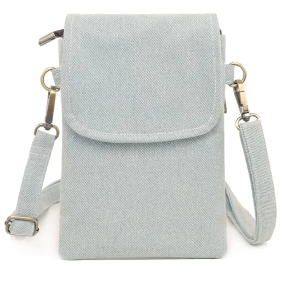 SILKAREA Vintage Embroidered Canvas Flip Small Crossbody Bag Cell Phone Pouch for Women Wristlet Wallet Bag Coin Purse