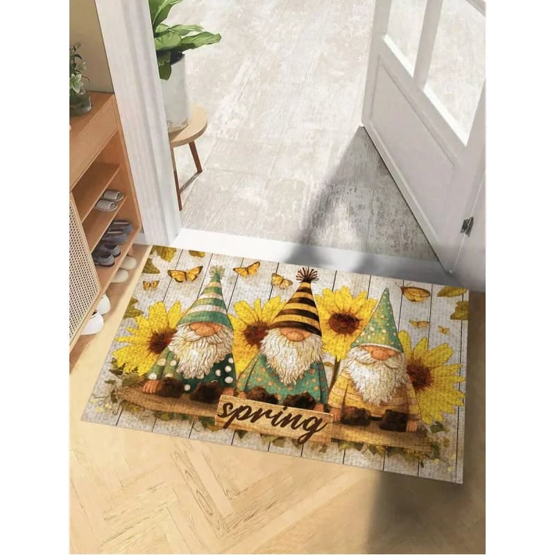 VIKAMA Spring Gnome Welcome Floor Mat Tappeto antiscivolo per esterni, ideale per la decorazione della casa, della camera da letto, della cucina