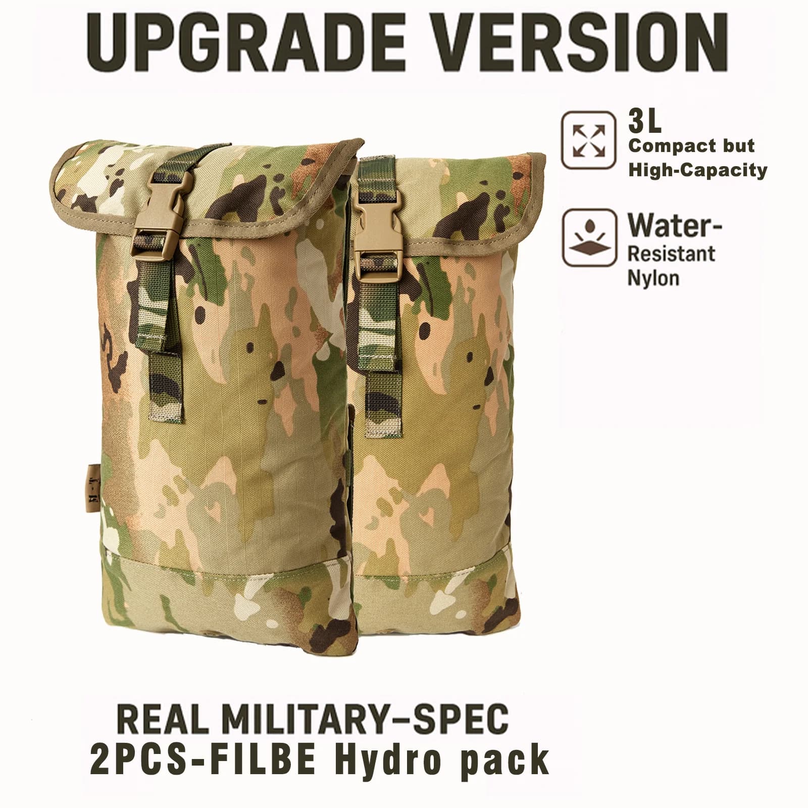 2-piece FILBE Tactical Moisturizing Case – OCP MOLLE side mount bottle for military/marine combat package