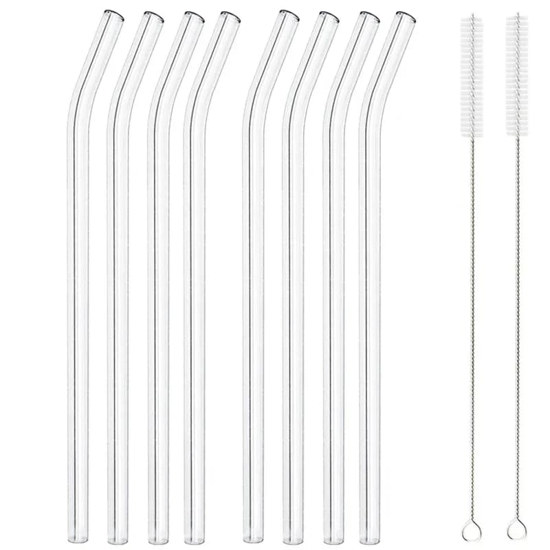 20cm Reusable Glass Straws, High Borosilicate Smoothie Cocktails Straw Environmentally Friendly Drinkware Straw Wine Accessories