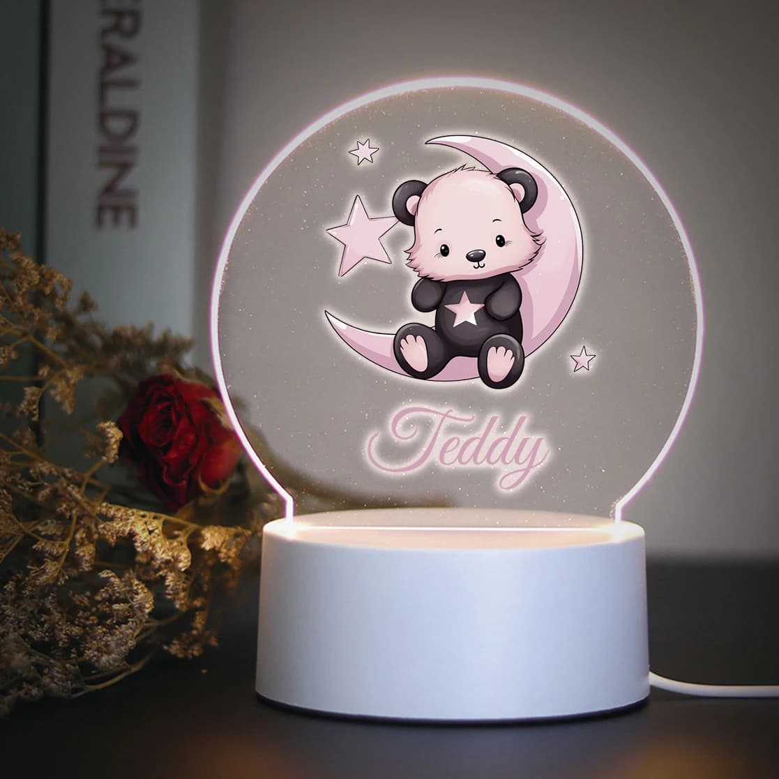 Customized Moon Shape LED Table Lamp for Home Decoration, USB Night Light with Touch Button