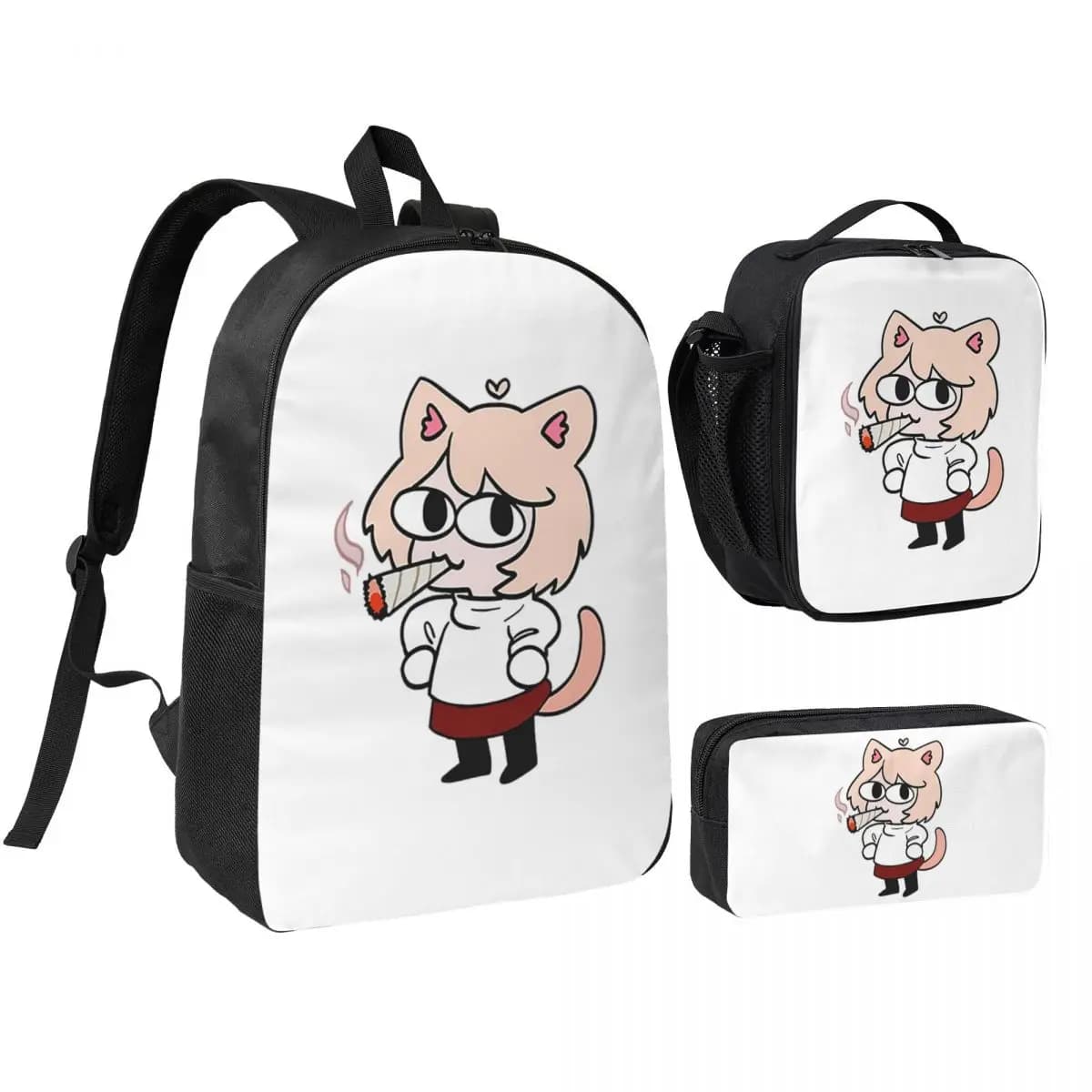 Neco Arc Backpack Student Boys Girls BookBag School Bag Laptop Shoulder Bags 3ps Insulated Lunch Bag Pencil Case