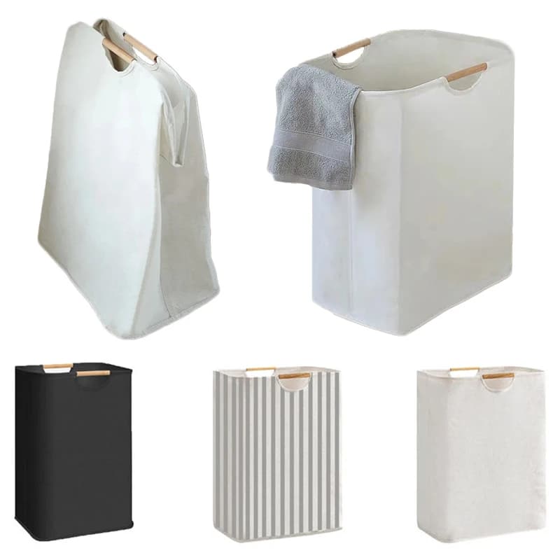Foldable Laundry Basket Bathroom Waterproof Laundry Basket For Dirty Clothes Cotton Linen Clothes Storage Organizer With Handle