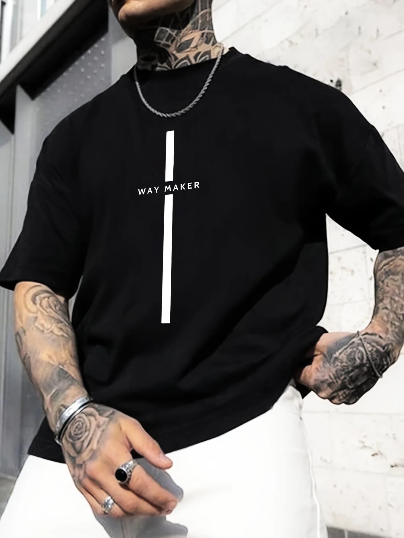 T-shirt stampata con motivo estivo a maniche corte Camicia inferiore interna da uomo versatile Manica corta Tessuto lavorato a maglia in cotone 100%