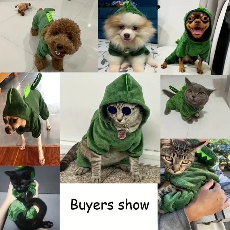 Vestiti caldi invernali per cani Vestiti per animali domestici per cani di piccola taglia media Chihuahua Teddy Puppy Cat Dinosaur Outfit Felpe con cappuccio per cani da compagnia