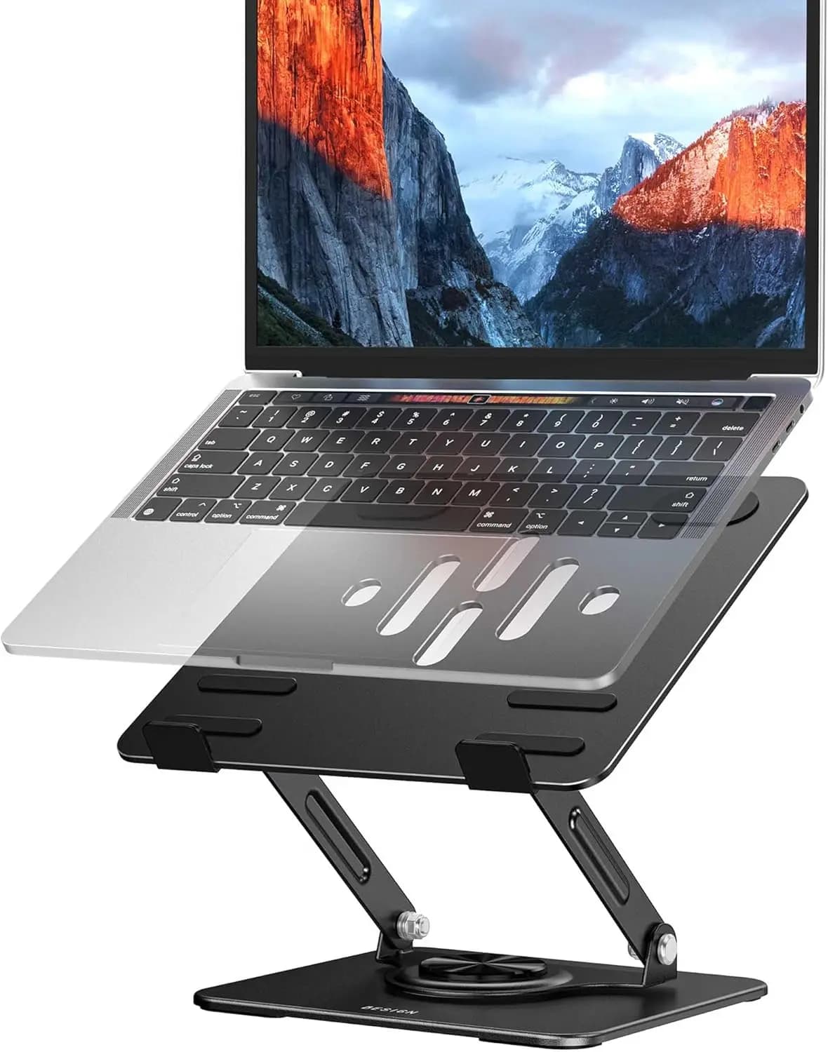 Supporto per Laptop con Rotazione a 360 Gradi ° Base Girevole, Supporto Ergonomico Regolabile per Notebook, Supporto Pieghevole per Laptop da 10-14 Pollici