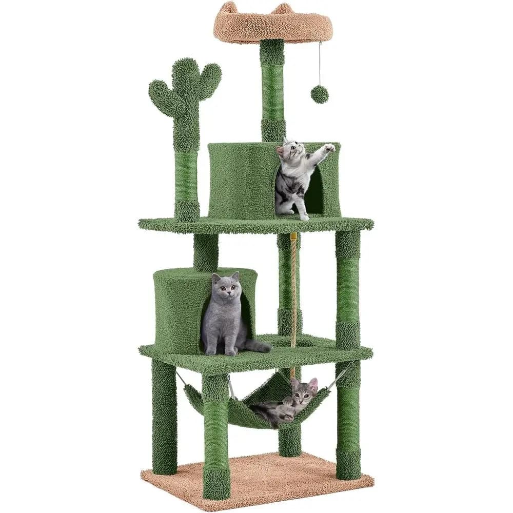 Albero per Gatti a 62 Livelli con Tiragraffi, Amaca e Pallina Pendente per Gatti da Interno