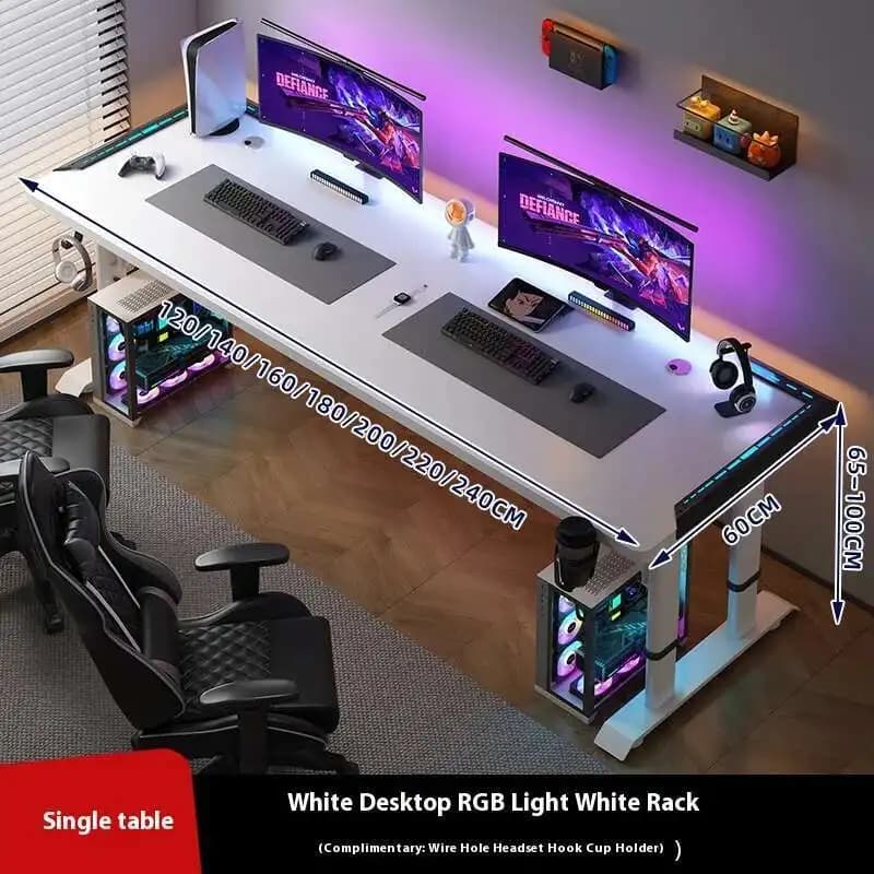 Decorazione da scrivania da gioco ad altezza regolabile Computer Integrazione illuminazione RGB Portabicchieri da tavolo Mesa De Juego Mobili per ufficio