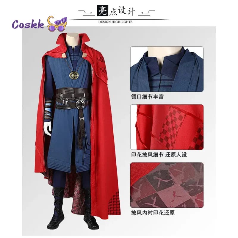Dr. Steven Cosplay Supereroe Strano nel multiverso della follia Mantello Abiti Carnevale di Halloween Costume da dottore Stephen