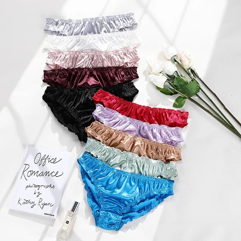Mutandine da donna Mutande sexy super elasticizzate Lingerie femminile Slip in raso a vita bassa Biancheria intima traspirante e confortevole