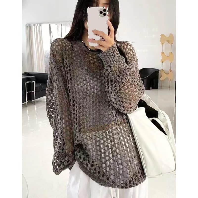 Long sleeves dig out wide shirts for women sun protection Or knitted neck covers spring spolverino slim casual fall solid top long