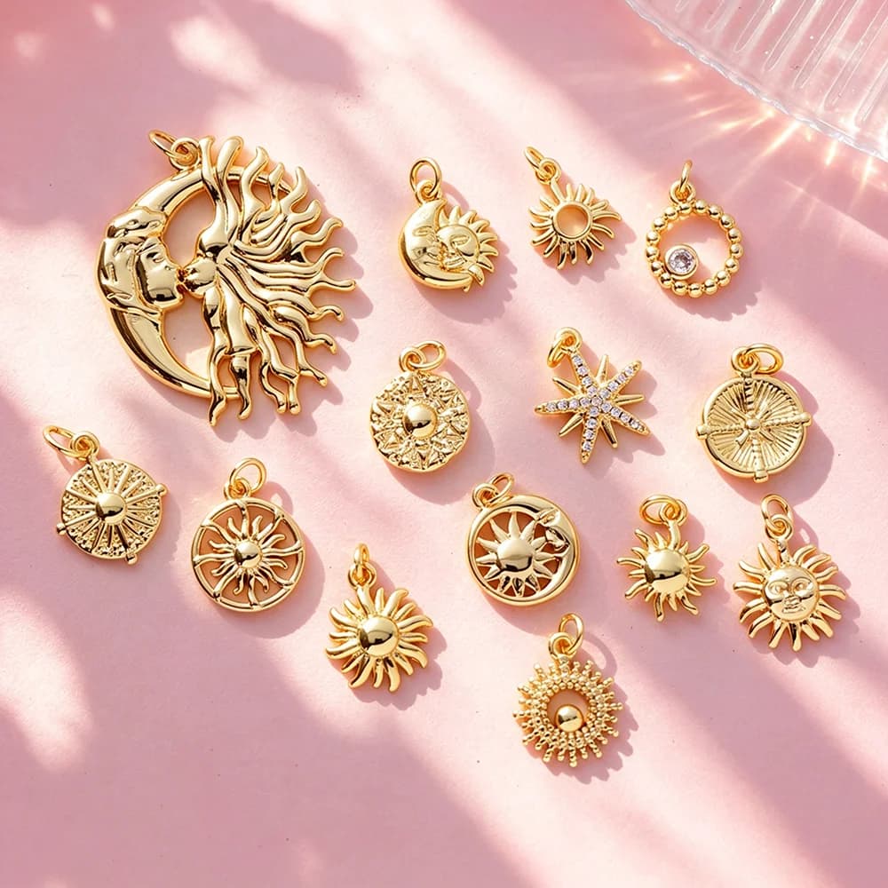 Sun Moon Star Charms Celestial Sun Face Pendants for Boho Mystic DIY Necklace Bracelet earrings Jewelry Making Accessories