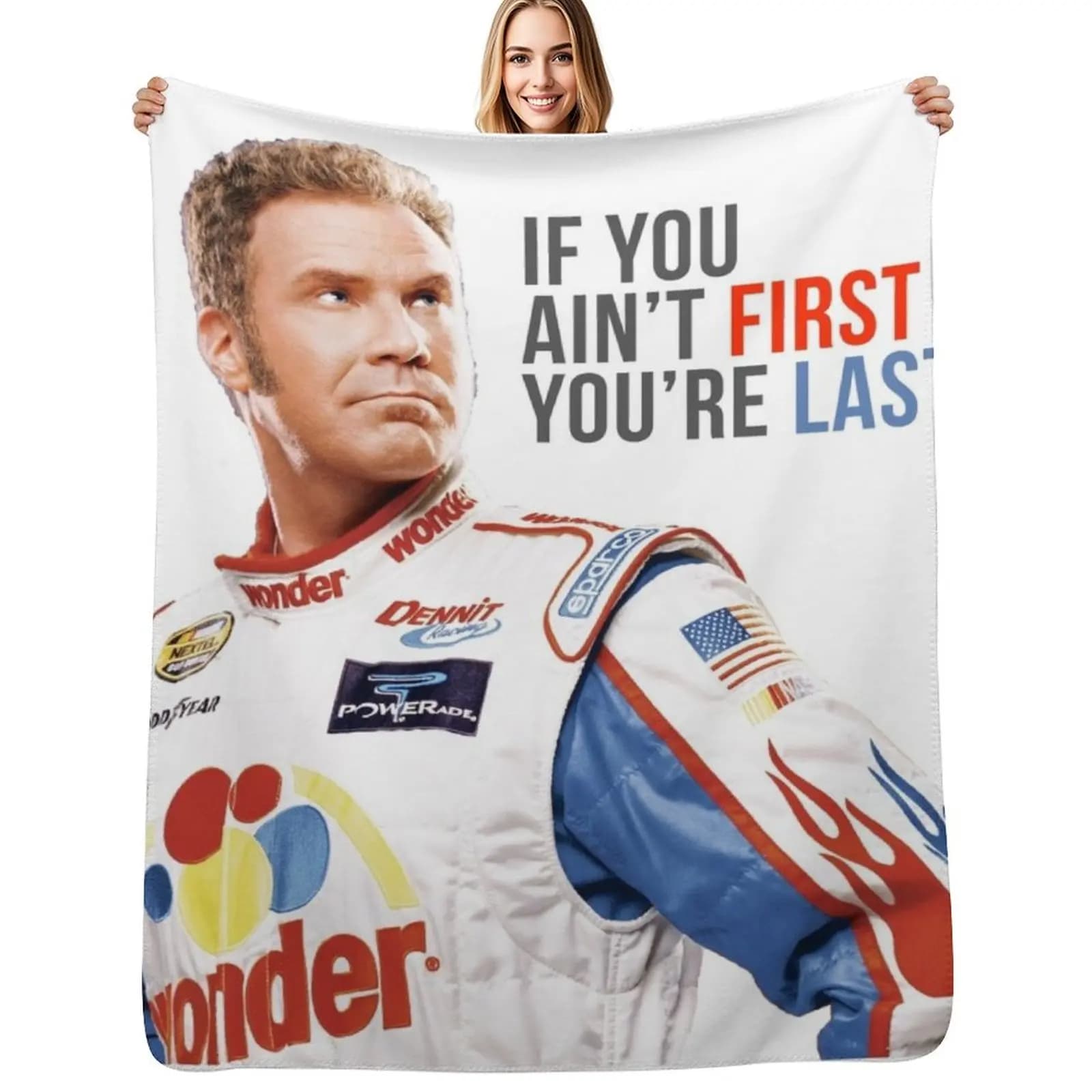 Will Ferrell Talladega Nights Ricky Bobby If You Ain't First You're Last Coperta Sacco a Pelo Manga Coperte