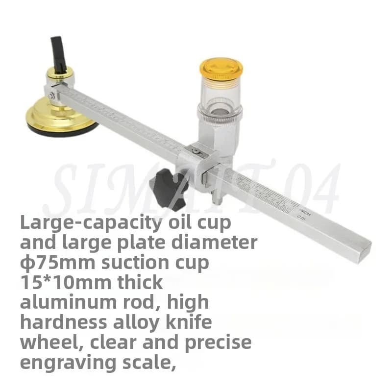 Thick blade knife with glass compass and aluminium graduated rod for precision cuts - Kitchen tool