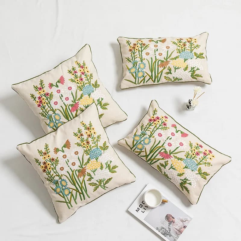 Fodera per cuscino floreale Daisy Floral 45x4 5cm/30x50cm fodera per cuscino ricamo blu giallo morbido accogliente per soggiorno