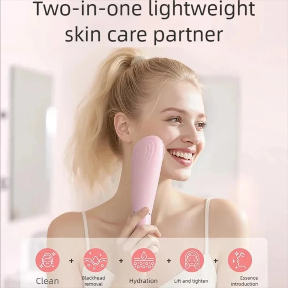 Electric brush 7 in 1 silicone for facial cleaning, exfoliation, skin firming, massage, facial treatment, deep cleaning.