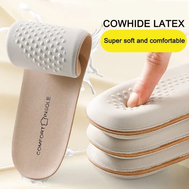 Solette Sportive in Pelle e Lattice, Solette in Pelle Bovina per Scarpe, Supporto per Arco Plantare, Cuscinetti Ammortizzanti, Inserti per Fascite Plantare