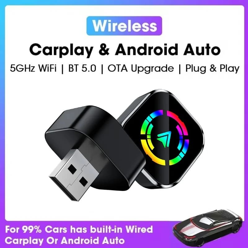Android Car Adapter Smart Wireless Carplay 2 In1 CarPlay AI Box Dongle Wireless Plug & Play for Cars CarPlay/Andriod Wired
