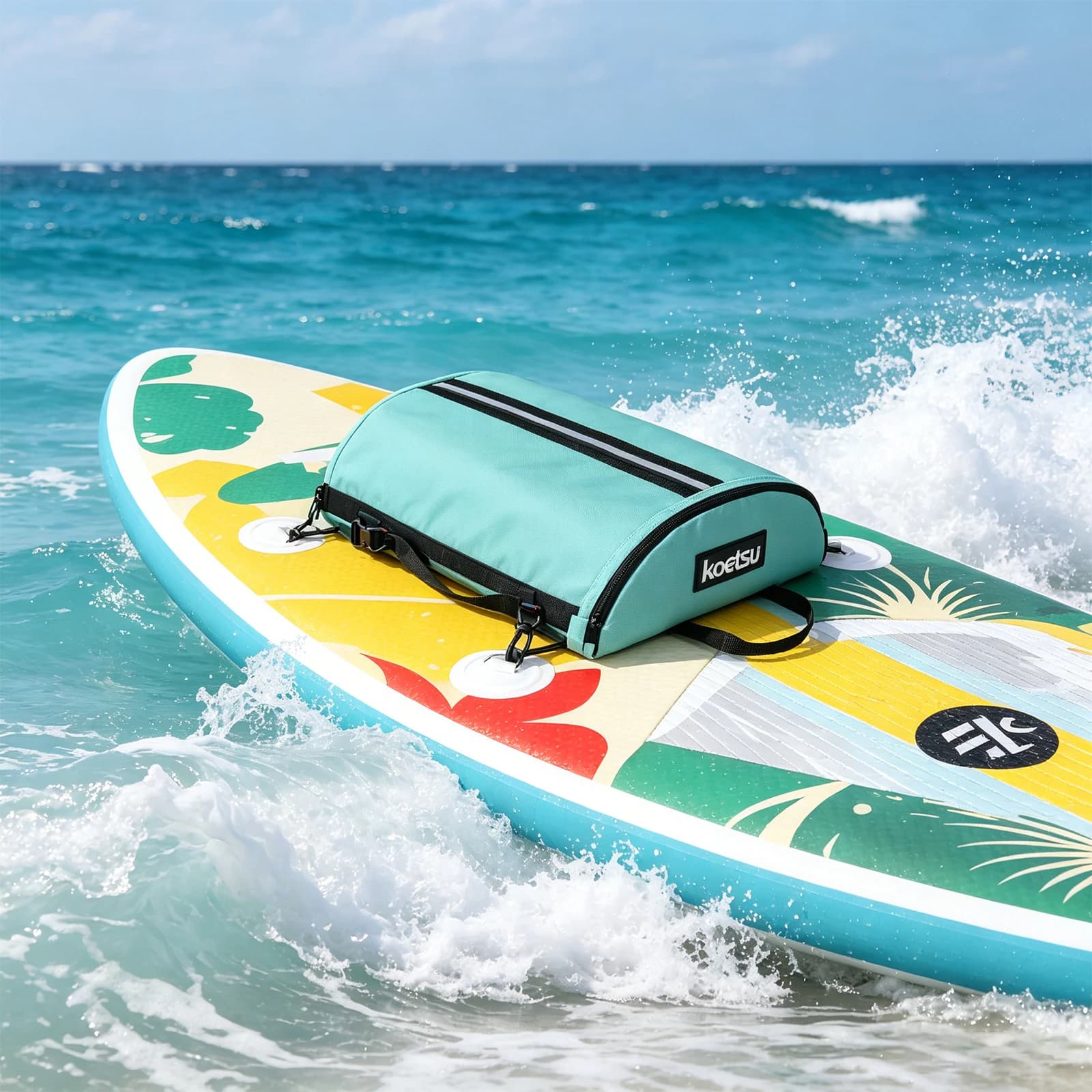 Surf Portable Deck Bag with 4 Hooks and Carry Handle Surfboard Quick-Drying Bag 360° Rotatable Buckle for Kayak Paddle Boards