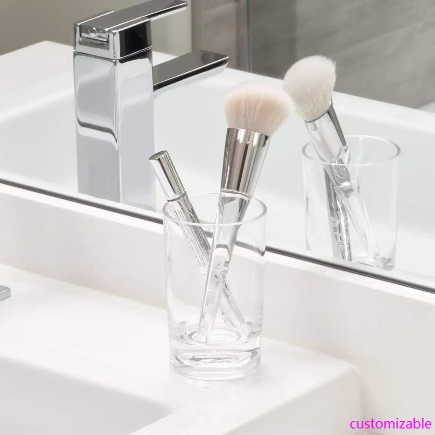 Bicchiere in plastica, supporto per pennelli da trucco, spazzolini da denti, bicchieri e pennelli sul bagno, banchi da toeletta, dormitorio universitario