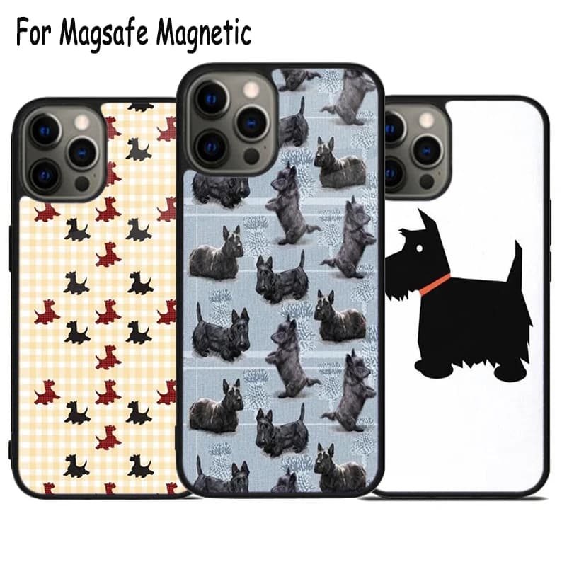 Custodia per telefono con ricarica wireless per cane Scottish Terrier per iPhone 17 Air 15 16 16e 14 13 11 12 Pro Max Plus Magsafe Cover magnetica