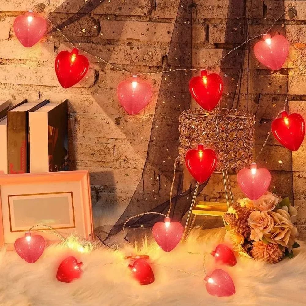 Luci LED a Forma di Cuore a Batteria, Luci Romantiche a LED, Ghirlanda Luminosa a Forma di Cuore, Design a Cuore