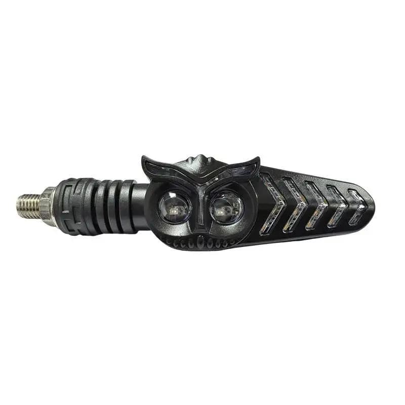 2Pcs Dual Color Skeleton Arrow Amber Flashing Blinker Indicator Motorcycle Owl Shaped LED Turn Flowing Signal Light