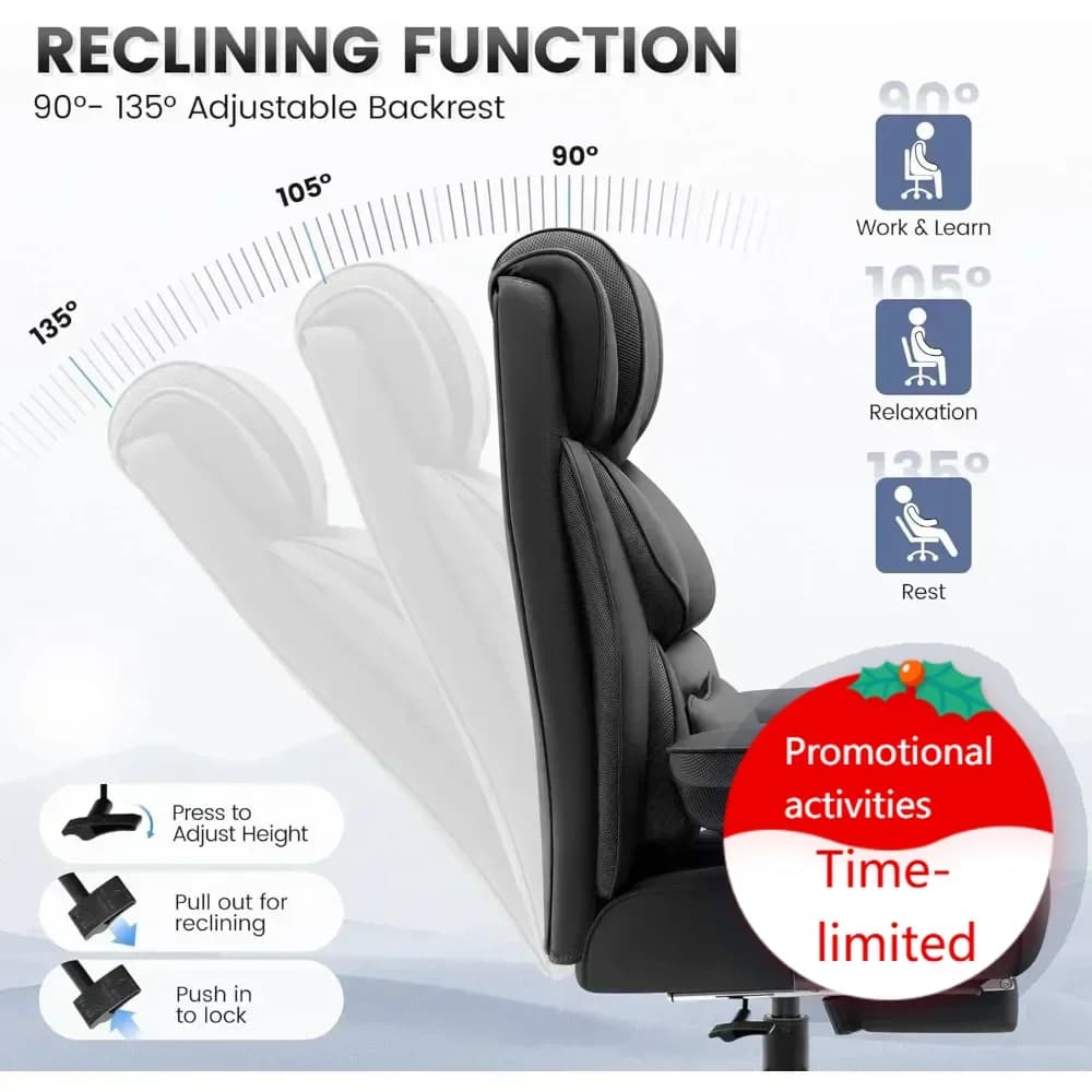 Sedia da gaming in pelle di lusso di grandi dimensioni con poggiapiedi, sedia da ufficio reclinabile ergonomica con schienale alto e spaziosa, in offerta speciale