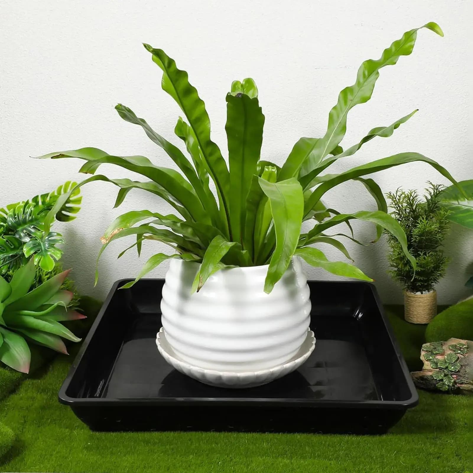 Sottovasi quadrati da 35 cm (2 pezzi) per piante, vassoi raccogligocce per fioriere, sottovasi per innaffiare piante da giardinaggio, semina e germinazione, per interni
