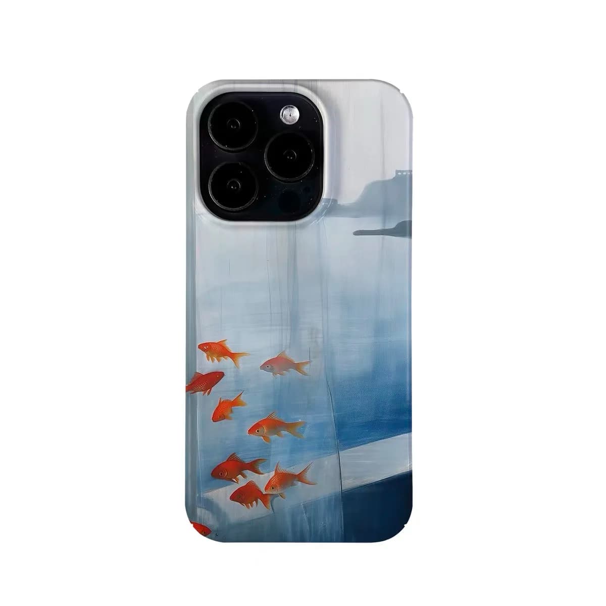 Ins Blue Curtain Cute Goldfish Case for IPHONE 17 16 ProMax 15 14 Plus 13 12 MINI 11 PRO 16Plus XR XS MAX Acrylic Phone Cover