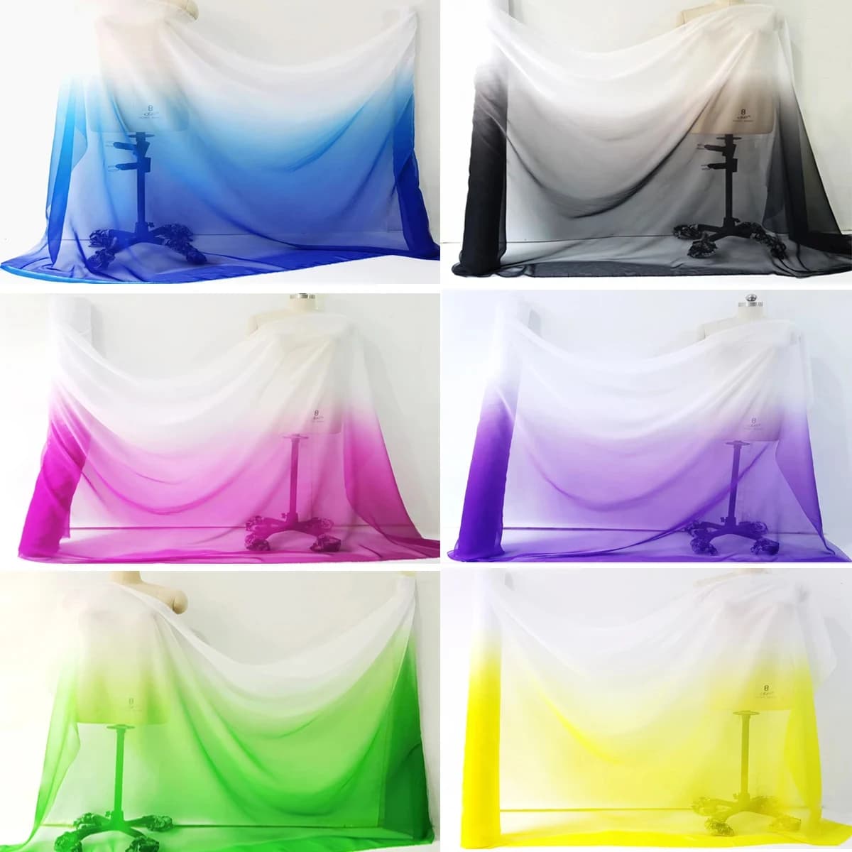 Panno in chiffon sfumato transizione cambiamento di colore ciondolo palcoscenico pattinaggio di figura tessuto costume materiale fai da te Tenda per sfondo di nozze
