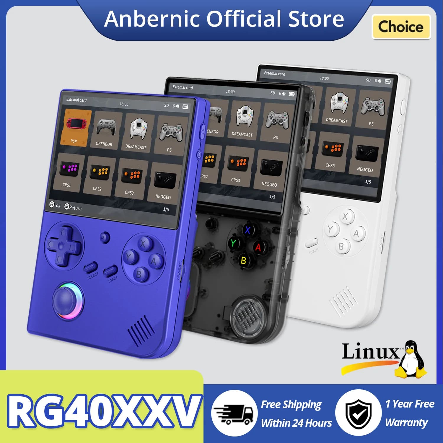 Console di Gioco Portatile ANBERNIC RG40XX V, Schermo IPS da 4.0'', Supporto WiFi 5G, Bluetooth 4.2, Streaming Online, Uscita HD