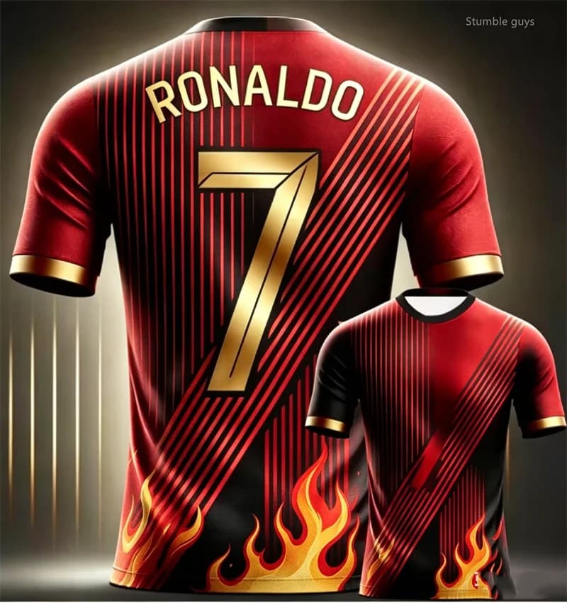 Maglietta Sportiva Estiva da Uomo Ronaldo, T-shirt a Maniche Corte Casual per Calcio, Jersey Sportiva per Ragazzi, Top per Allenamento all'Aperto