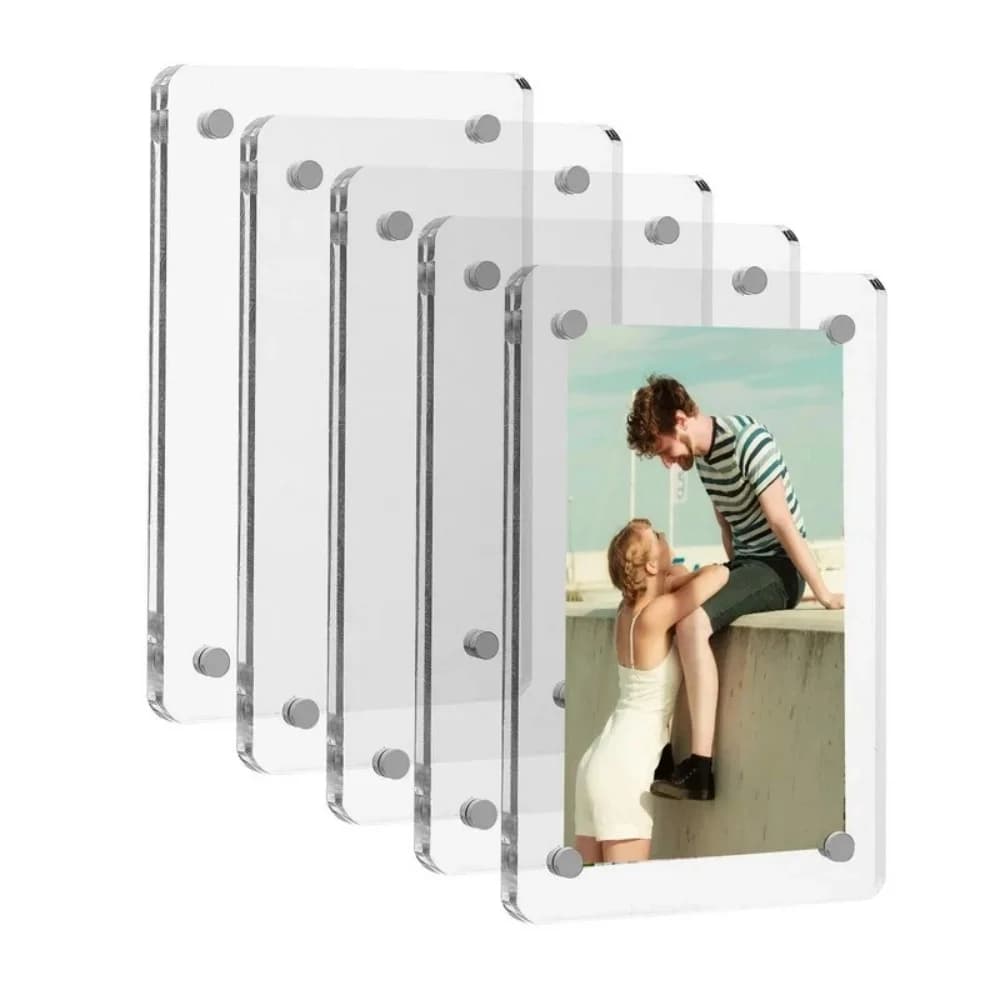 1/5 Packs Acrylic Fridge Magnetic Instax Frame, 2.46x3.54 Inch Magnet Frame for Refrigerator, Double Sided Mini Picture Frames