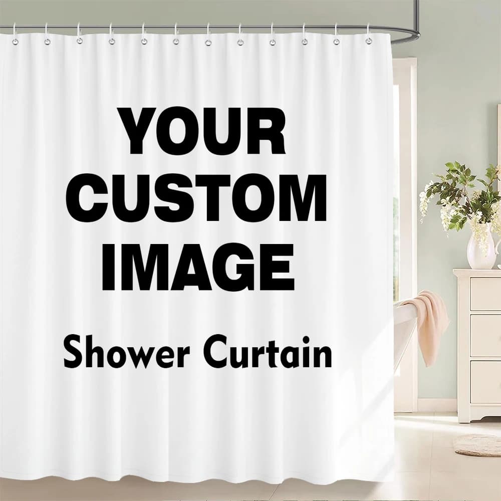 Tenda da doccia personalizzata Tende impermeabili per bagno Stampa 3D Decorazione da bagno in poliestere con foto personalizzata con ganci per Dropshipping