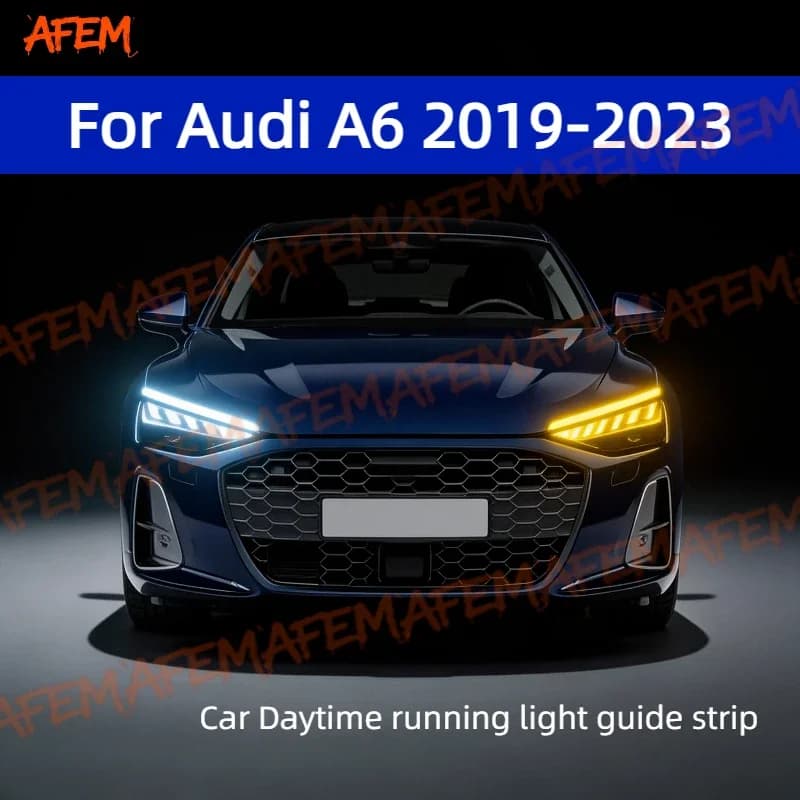 2pcs For Audi A6 2019-2023 Daytime Running Light Guide Strip Auto LED DRL Daytime Running light Flexible Decorative Ambient Lamp