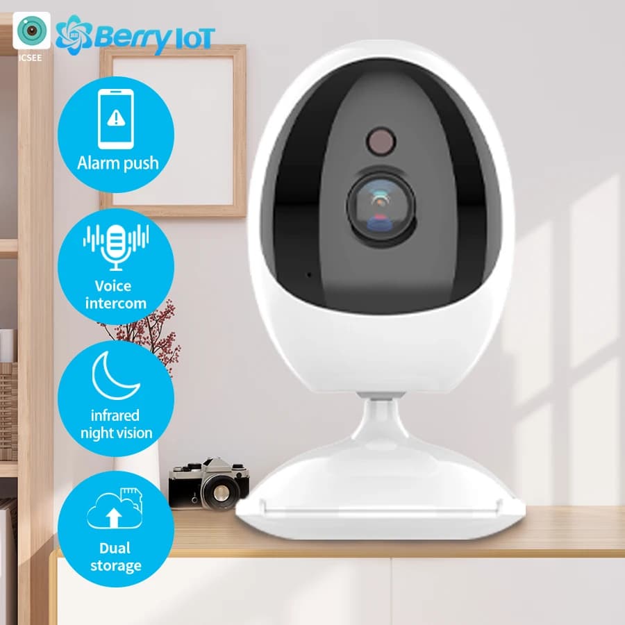 Telecamera di sorveglianza di sicurezza WIFI wireless 1080P per baby monitor da interno Mini telecamera Rilevazione forma umana Audio bidirezionale ICSEE