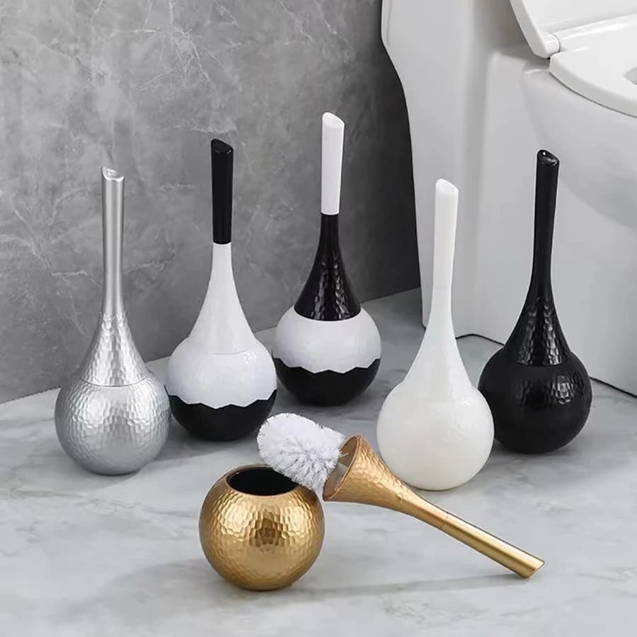 Set di scopini per WC dorati Scopino per pulizia WC staccabile Testa in nylon sostituibile per WC Accessori per il bagno Strumenti per la pulizia