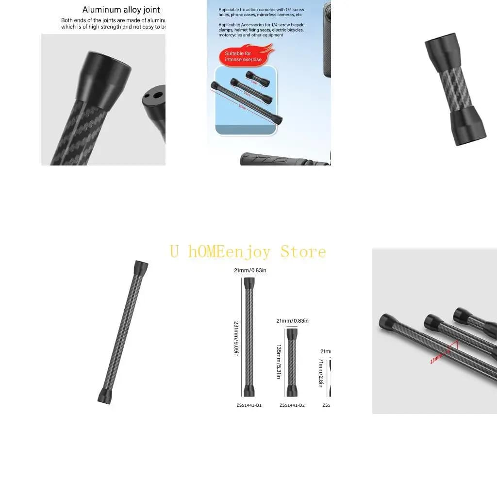 B0KF High-Strength Carbon Fiber Camera Extension Rod Double 1/4 Female Attachment Connector For DSLR Supports Action Devices