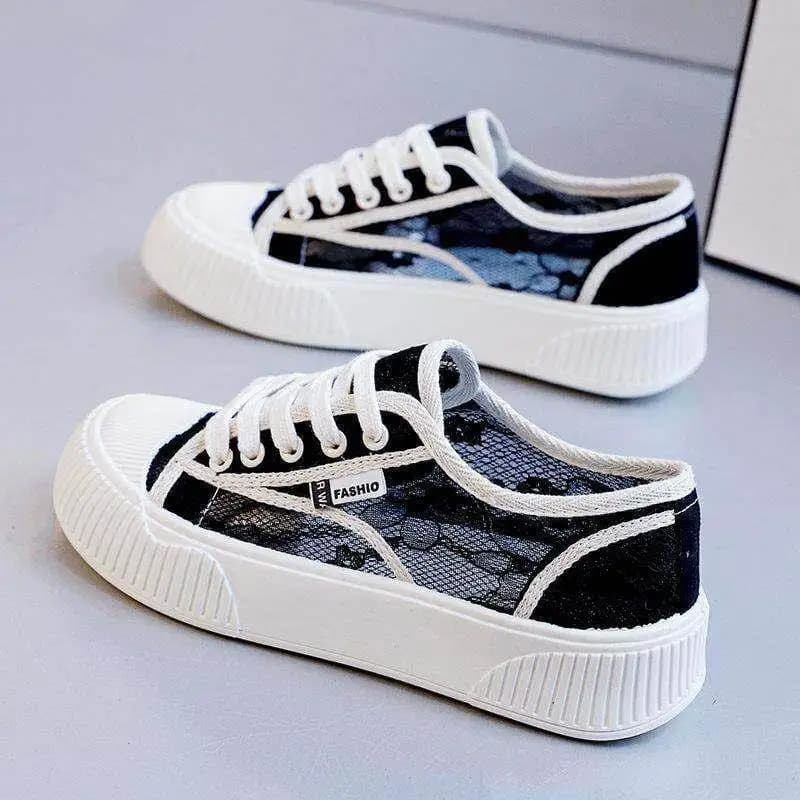 Scarpe da donna in tela con rete traspirante, fondo spesso, versatili, stile casual a taglio basso, Nuova Collezione Estate 2026