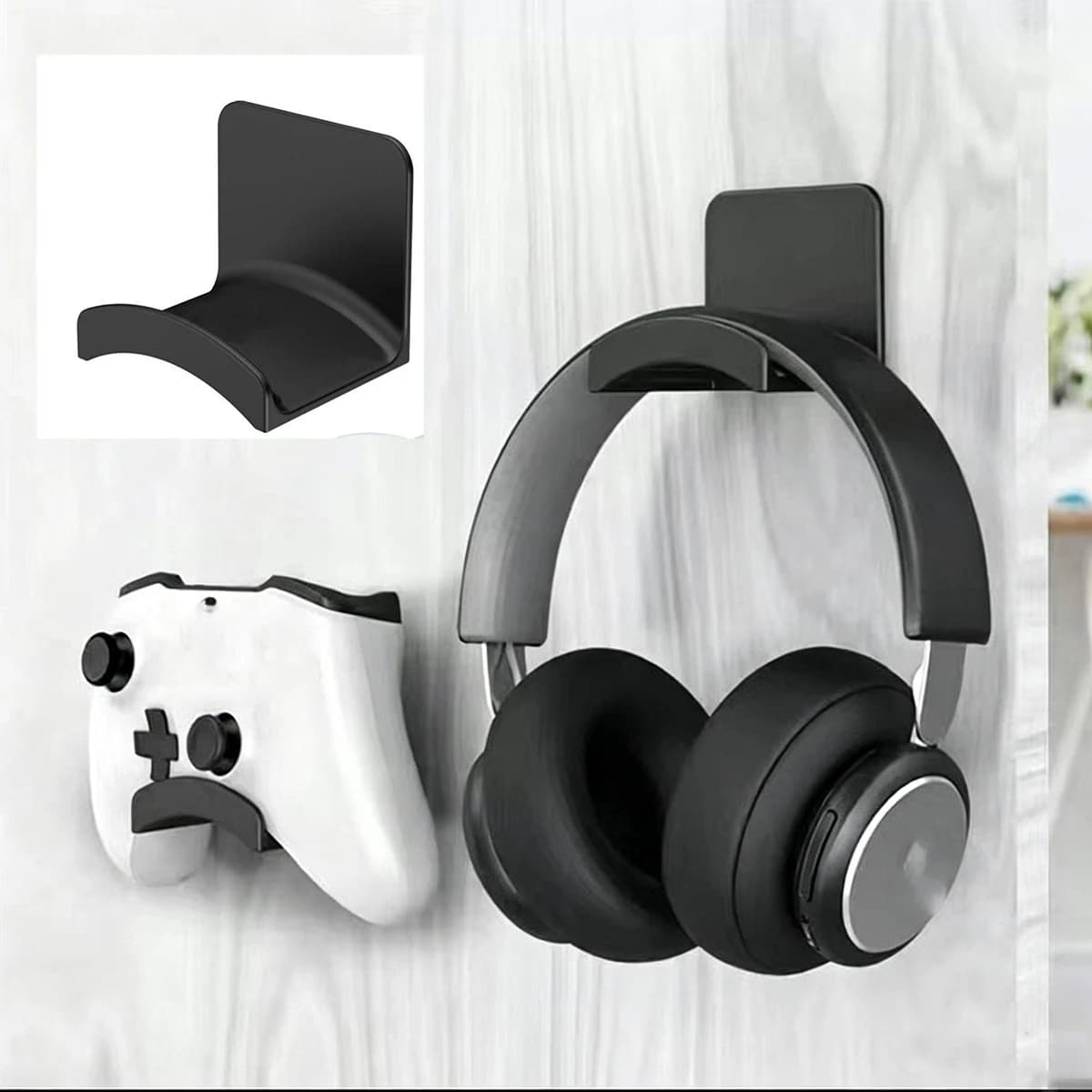 2/4 Pack Gaming Headphone Stand Headset Holder Hanger Stick-on Wall Mount Under Desk Clip Cradle Storage Organizer for Earphones