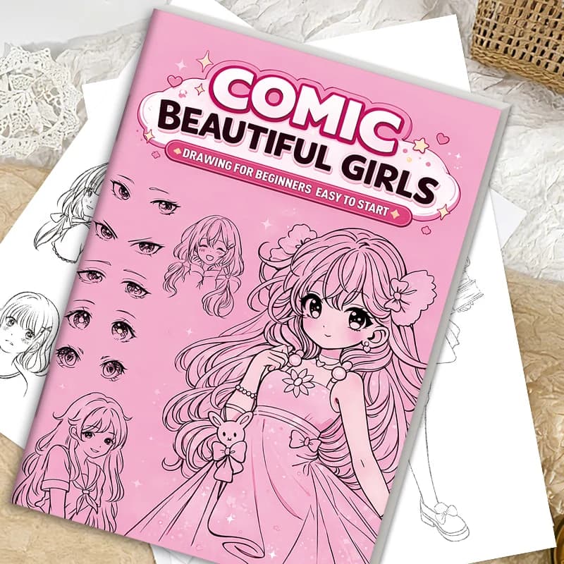 32 Pages Comic Drawing Book for Girls Beginners Step by Step Cartoon Art Sketching Notebook Cute Style