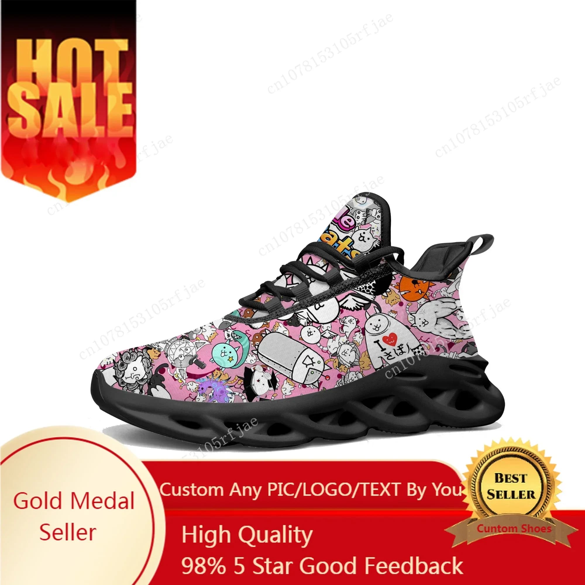 The Battle Cats Flats Sneakers Hot Cartoon Game Scarpe da corsa sportive da uomo e da donna Scarpe con lacci su misura