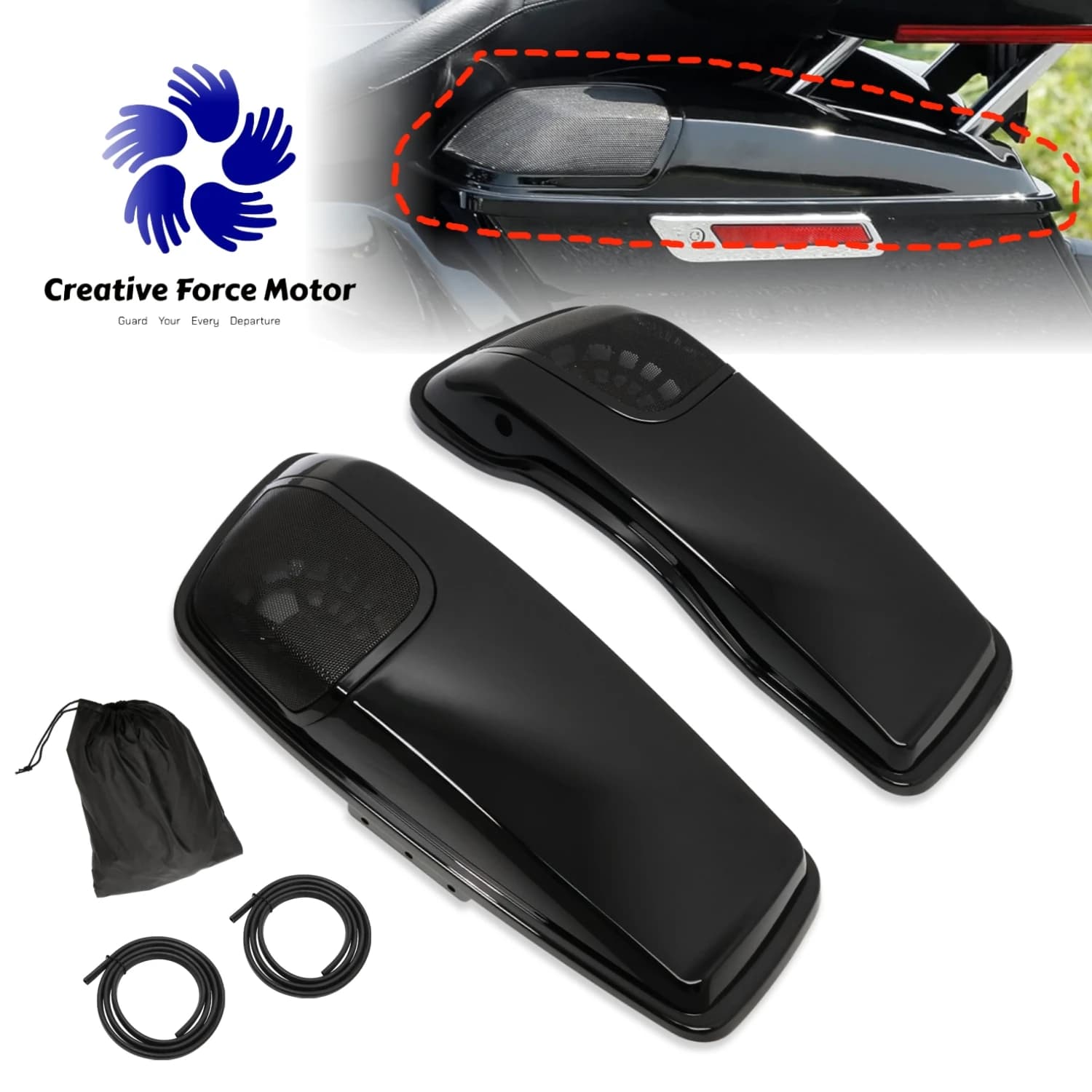 5"x7" Saddlebags Speaker Lids 1Pair Motorcycle Speaker Cutouts Cover For Harley CVO Road King Street Glide Electra Glide 2014-UP